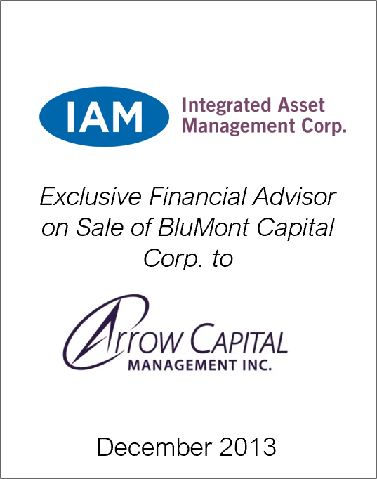 December 2013: Origin Merchant Partners Advises Integrated Asset Management on its Sale of BluMont Capital