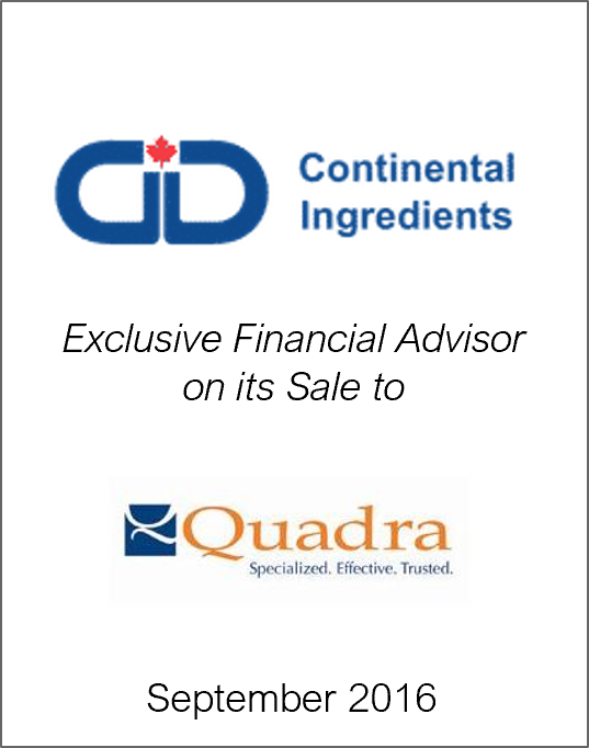 September 2016: Origin Merchant Partners Advises Continental Ingredients Canada Inc. on Sale to Quadra Chemicals Ltd.