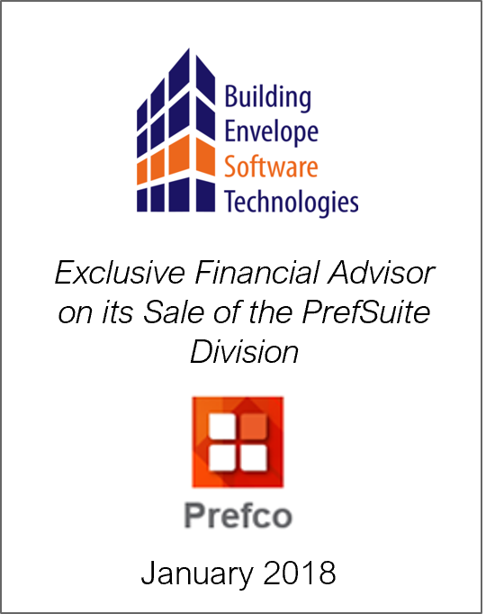 Jan 2018: Origin Merchant Partners Advises Building Envelope Software Technologies on the Sale of its PrefSuite Division to PrefCo GmbH